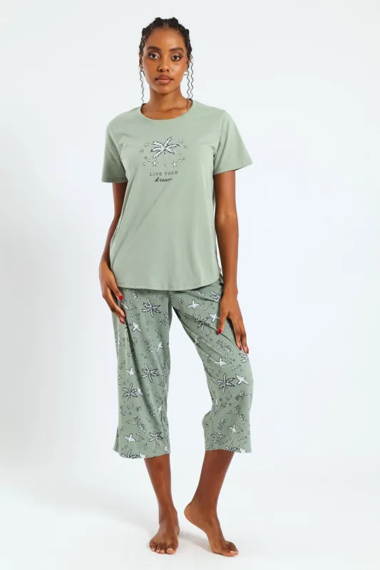 Live Your Dream Capri Palm Set - Mid Green sold by Edgars