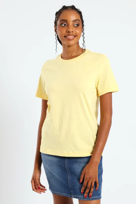 Cotton Boxy Tee - Light Yellow sold by Edgars 