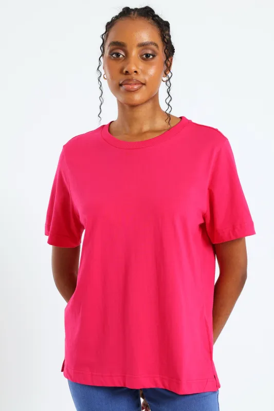 Cotton Boxy Tee - Magenta sold by Edgars