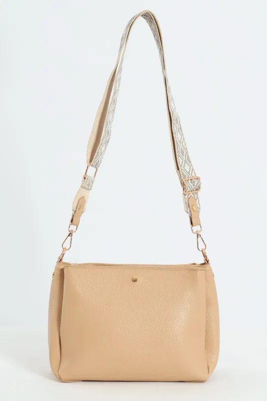 Multi-Compartment Crossbody Bag - Taupe sold by Edgars