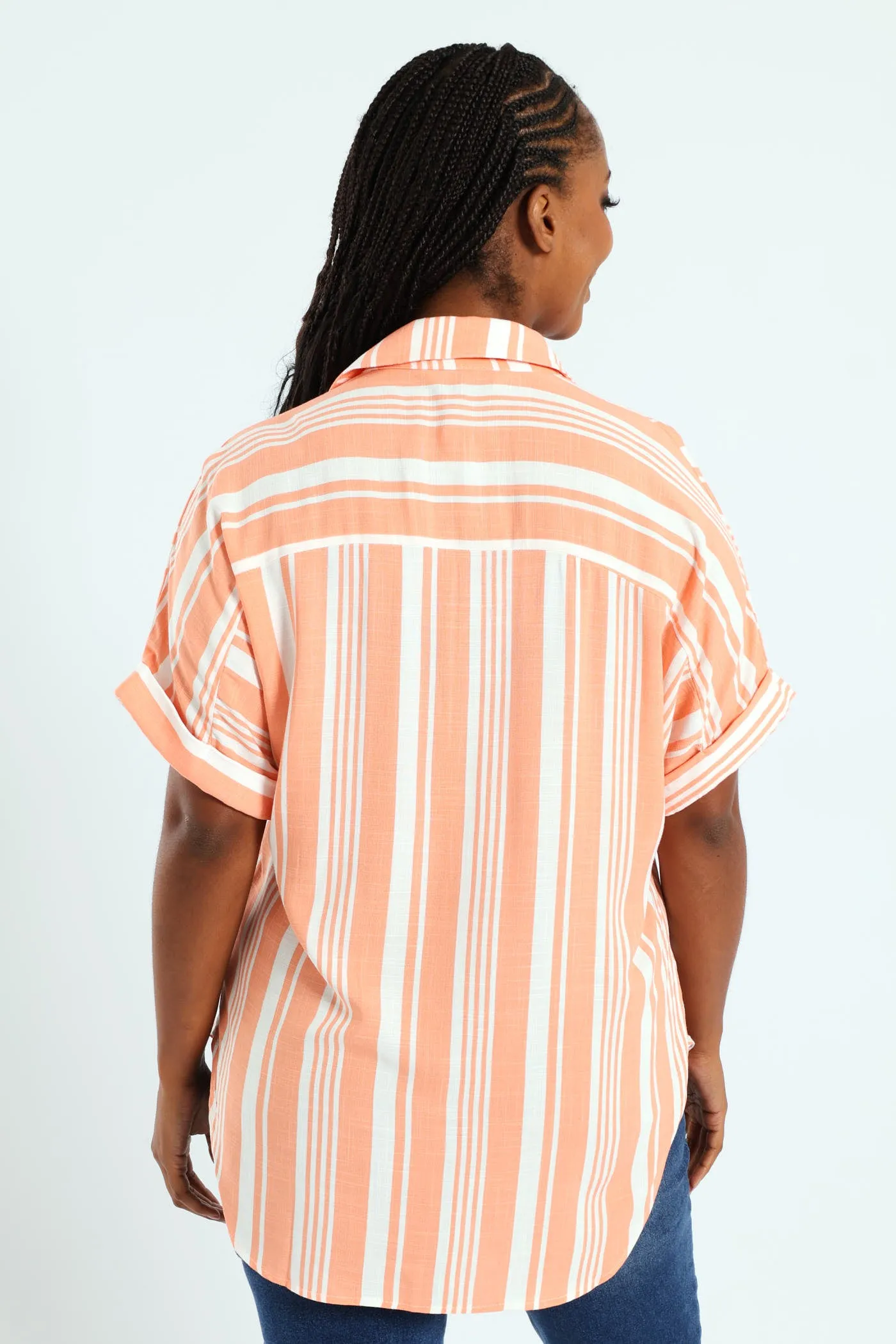 Short Sleeve Stripe Easywearing Shirt - Coral sold by Edgars product image thumbnail 5