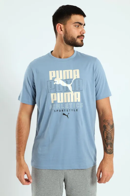 Stacked Graphic Tee - Smokey Blue sold by Edgars