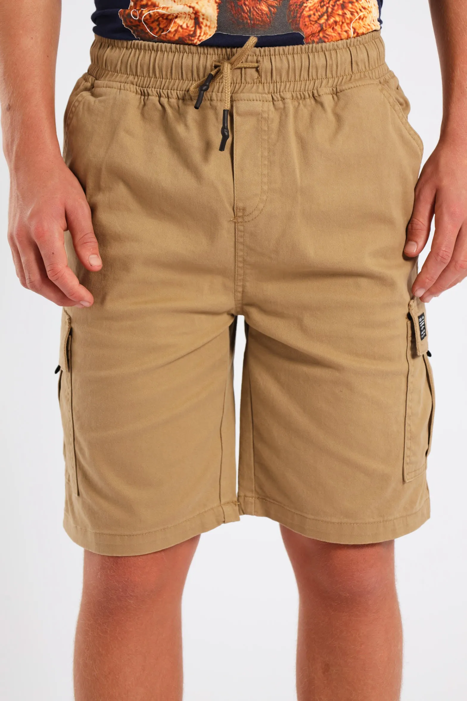 Boys Twill Cargo Shorts - Stone sold by Edgars