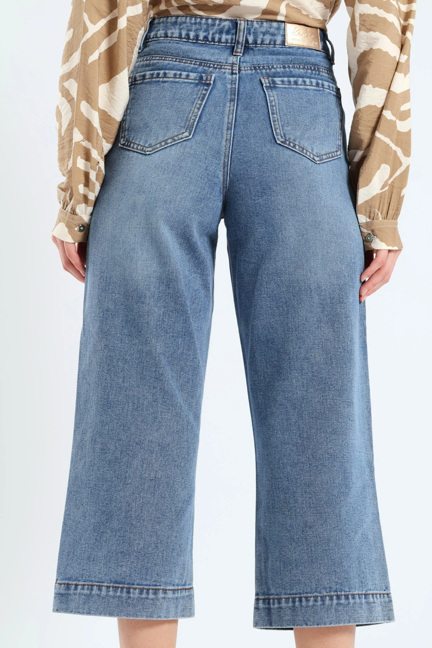 Wide Hem Cropped Wide Leg Denim - Mid Wash sold by Edgars product image thumbnail 2