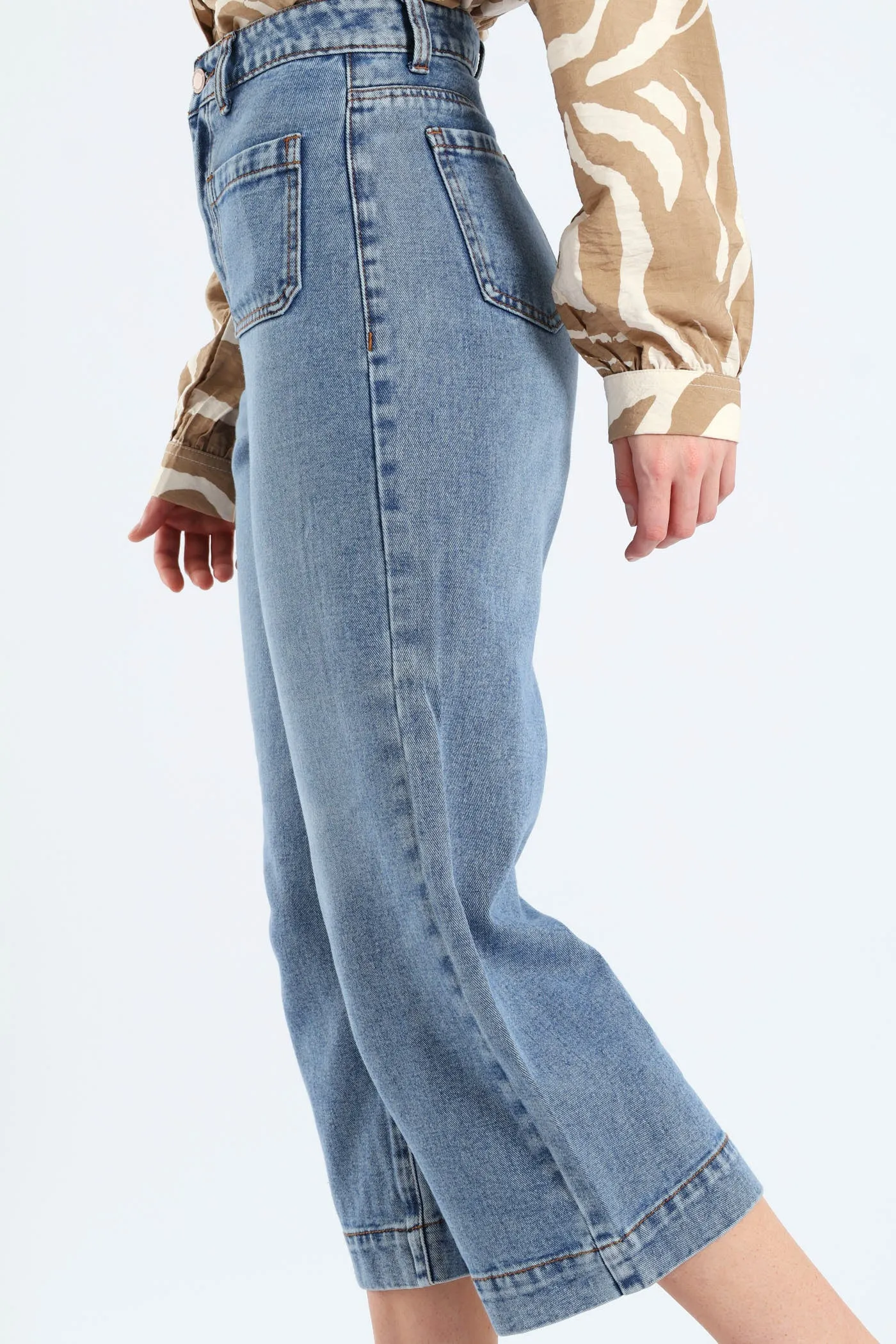 Wide Hem Cropped Wide Leg Denim - Mid Wash sold by Edgars product image thumbnail 3