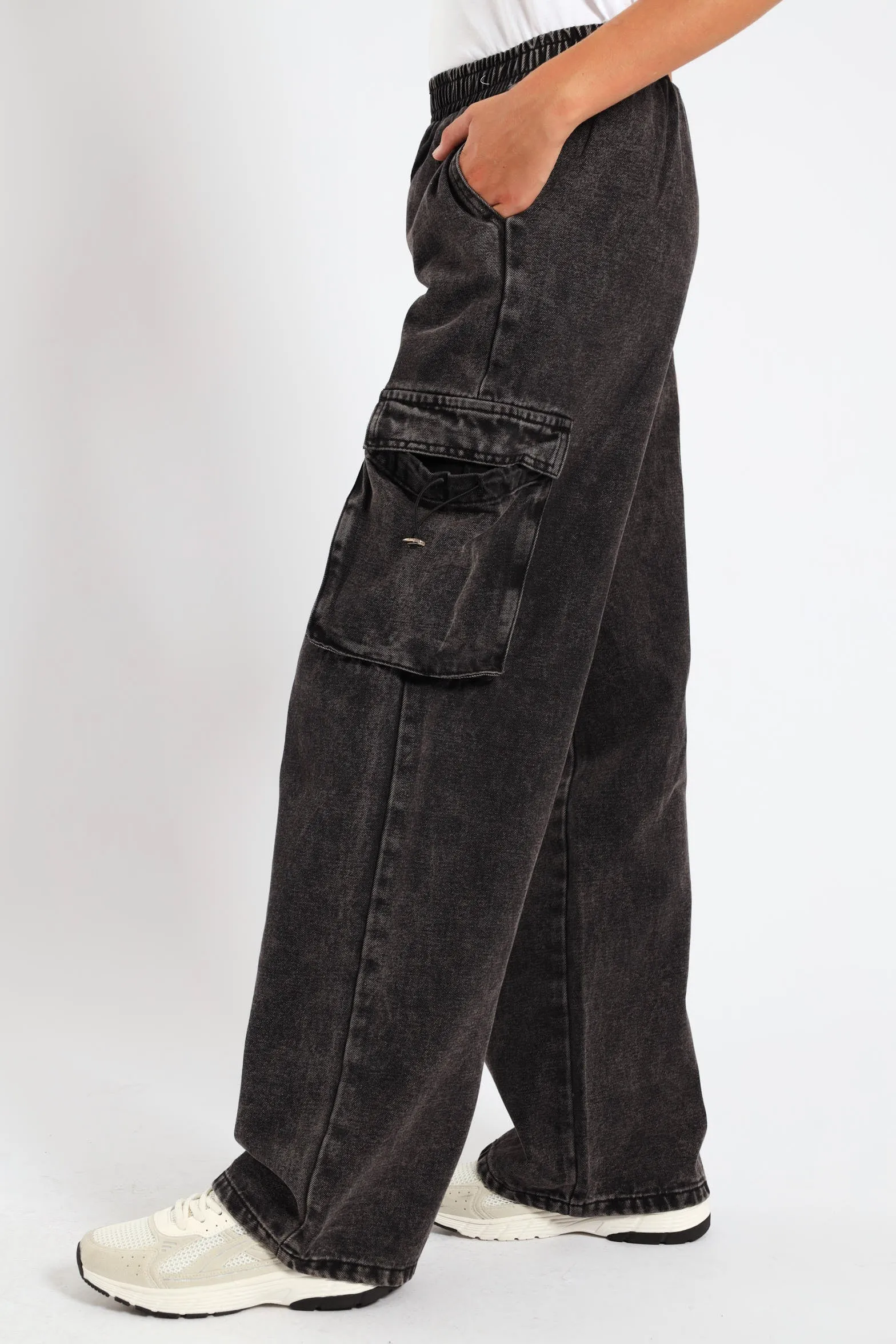 Girls Pull On Cargo Denim - Charcoal sold by Edgars product image thumbnail 3