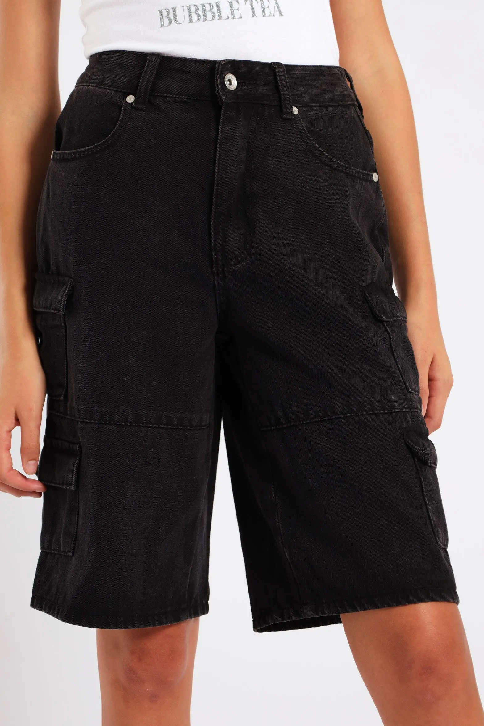 Girls Cargo Denim Jorts - Black sold by Edgars product image thumbnail 2