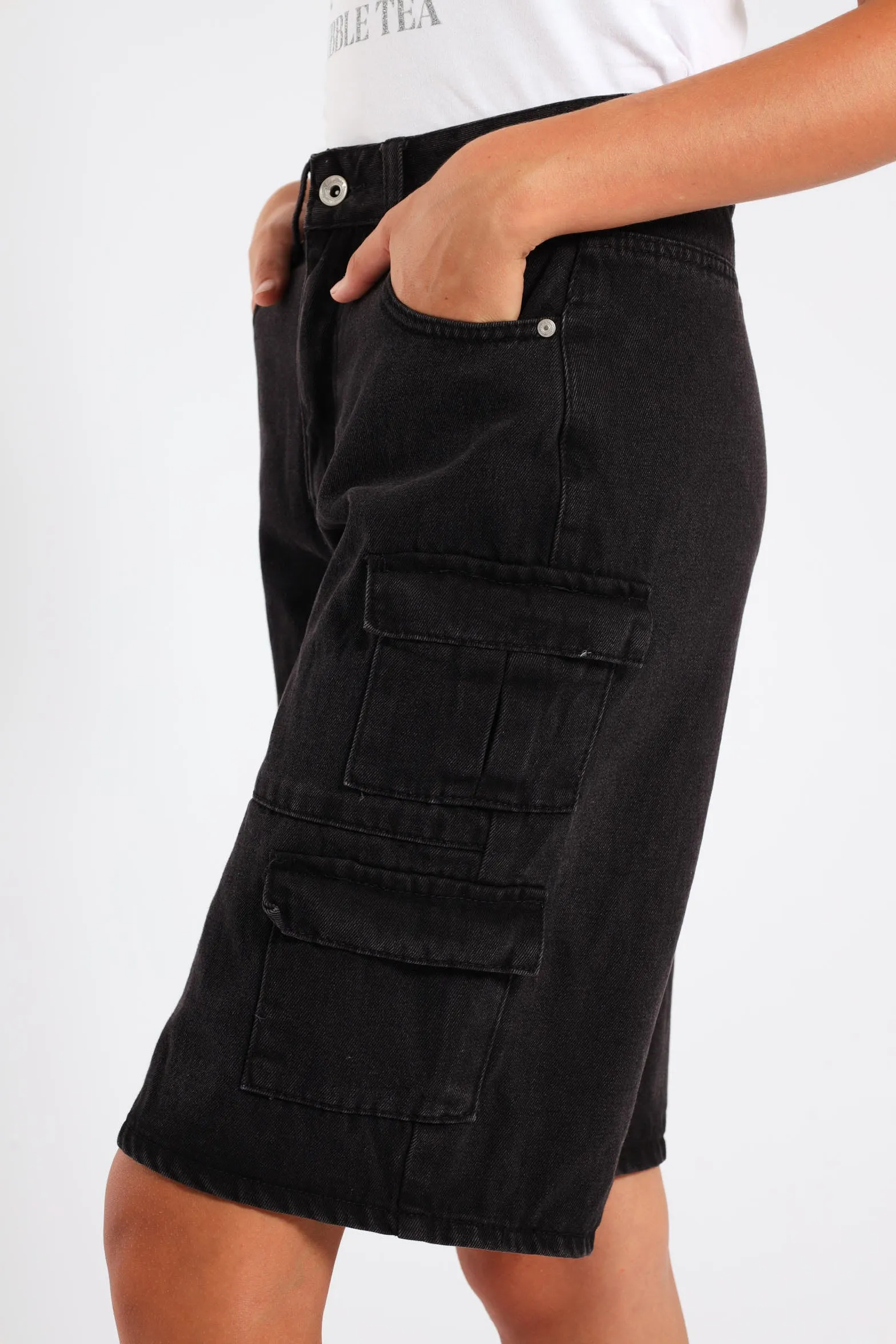 Girls Cargo Denim Jorts - Black sold by Edgars product image thumbnail 3