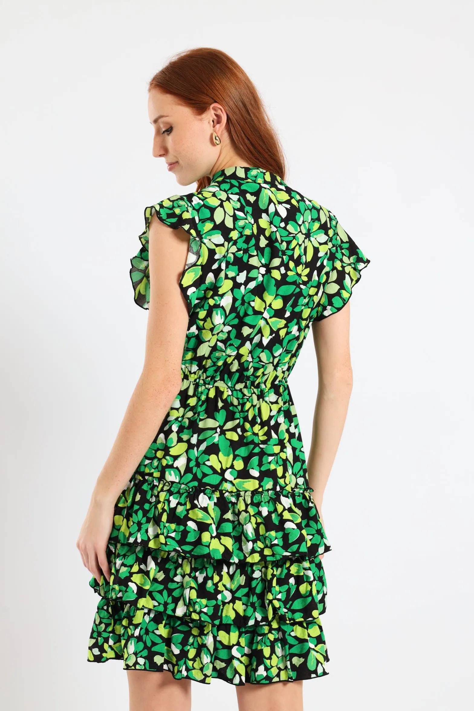 Frilly Waisted Leaf Print Mini Dress - Multi sold by Edgars product image thumbnail 4