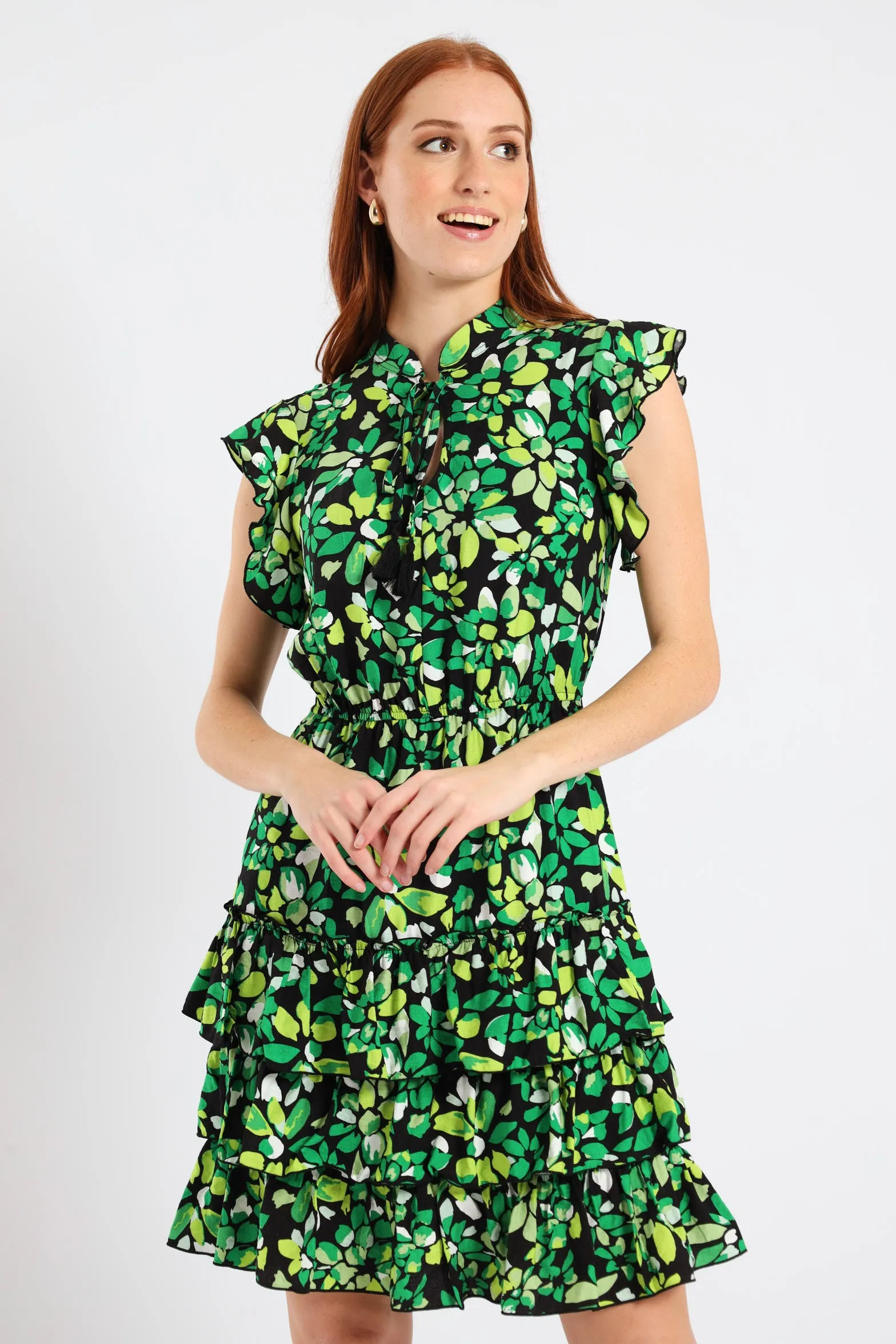 Frilly Waisted Leaf Print Mini Dress - Multi sold by Edgars product image thumbnail 2