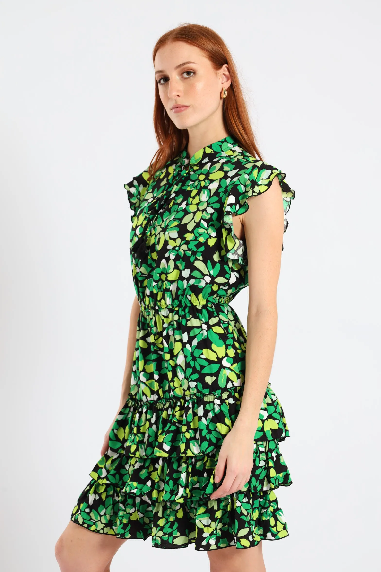Frilly Waisted Leaf Print Mini Dress - Multi sold by Edgars product image thumbnail 3