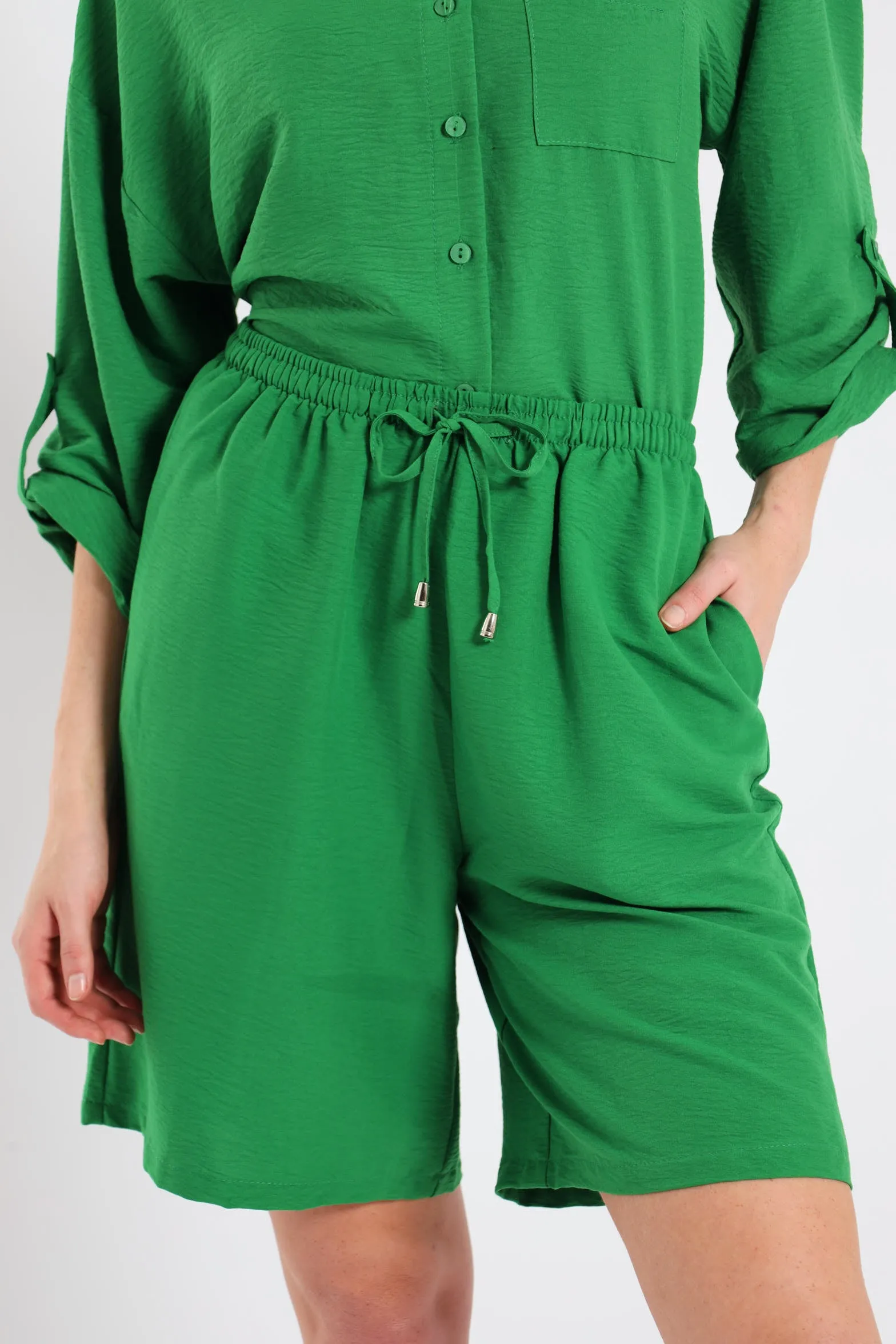 Pull-On Mid-Thigh Toggle Shorts - Emerald sold by Edgars