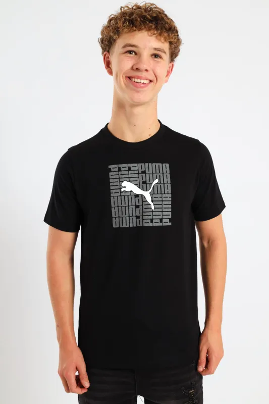Boys Split Frame Cat Tee - Black sold by Edgars