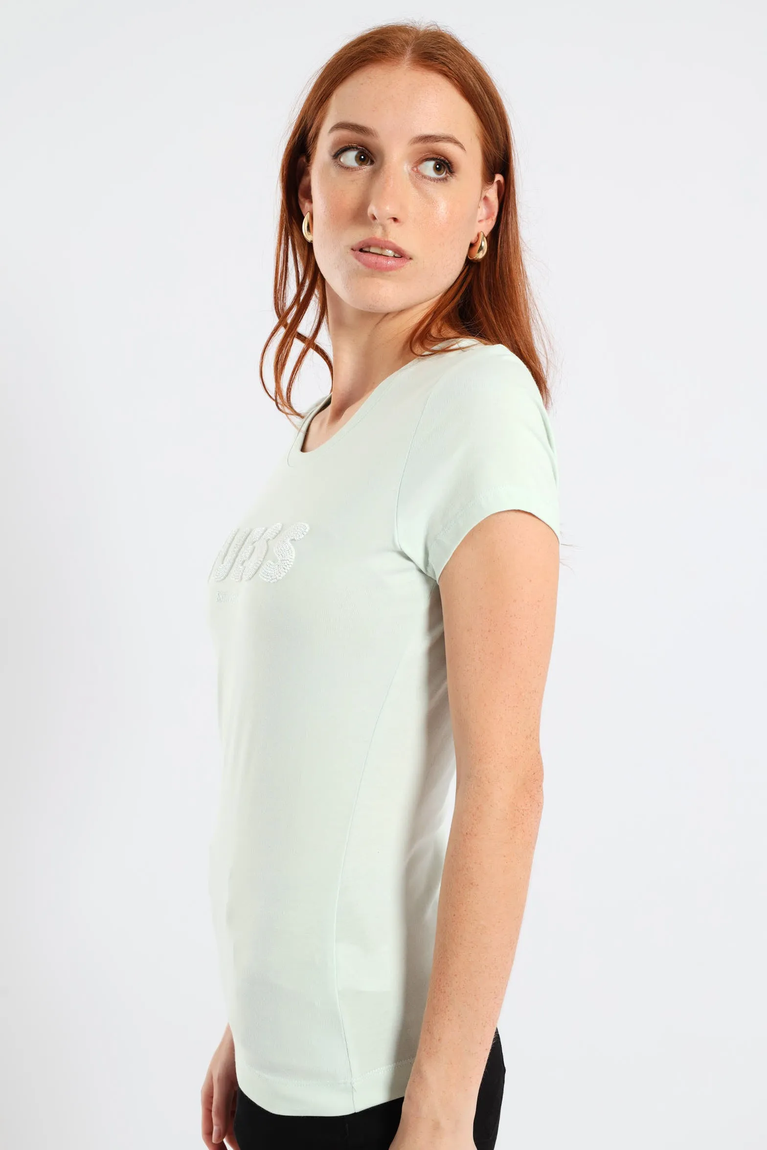 Short Sleeve Logo String Pearl Beads Tee - Teal sold by Edgars product image thumbnail 2