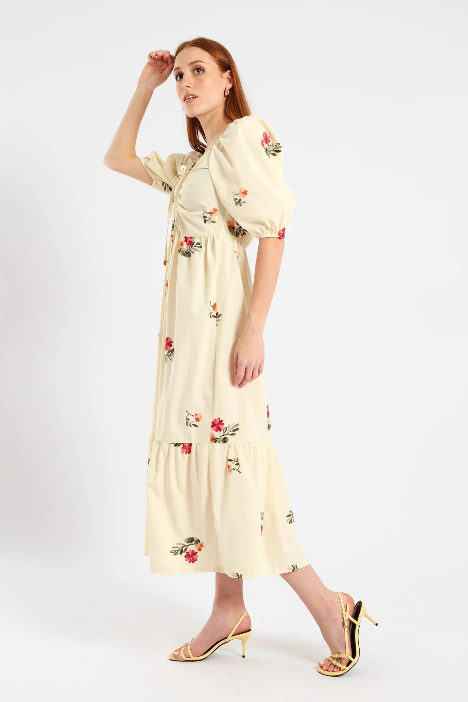 Ruched Tiered Midi Dress - Cream sold by Edgars product image thumbnail 4