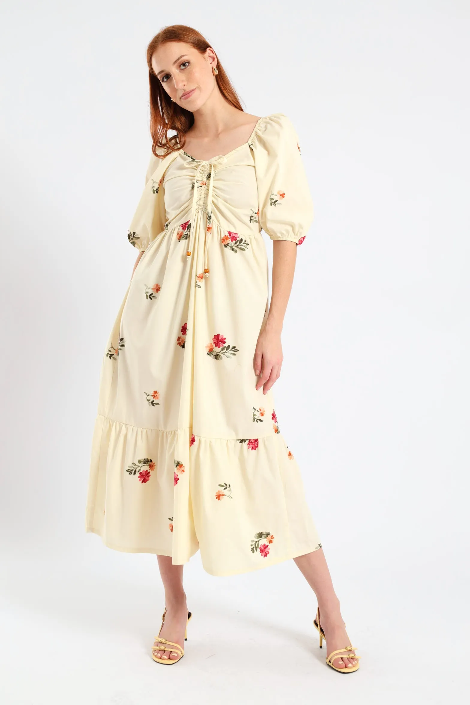 Ruched Tiered Midi Dress - Cream sold by Edgars product image thumbnail 3