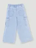 Pre-Girls Wide Leg Cargo Denim - Light Blue sold by Edgars