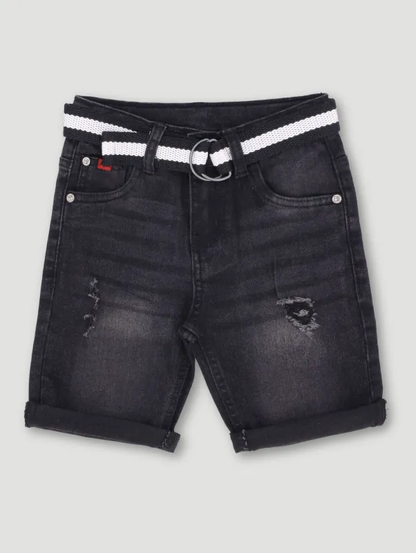 Pre-Boys Belted Denim Short - Black sold by Edgars 