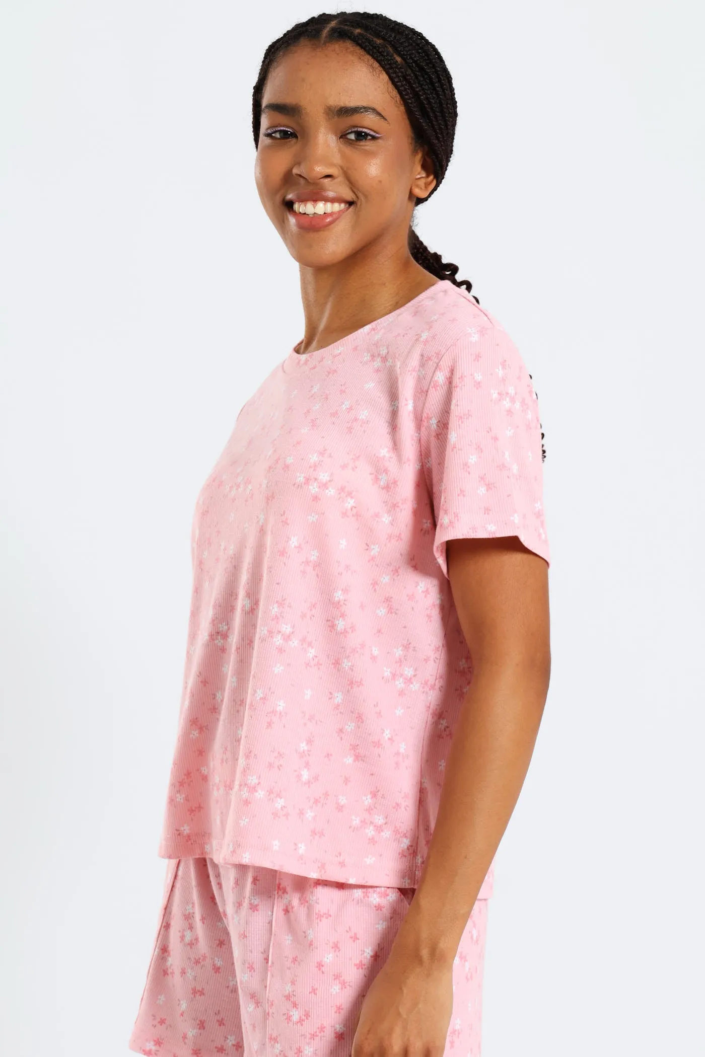 Rib Knit Ditsy Tee - Pink sold by Edgars product image thumbnail 2