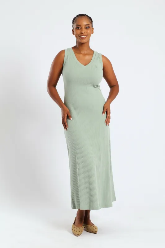 Madison Sleeveless Rib Dress - Sage sold by Edgars