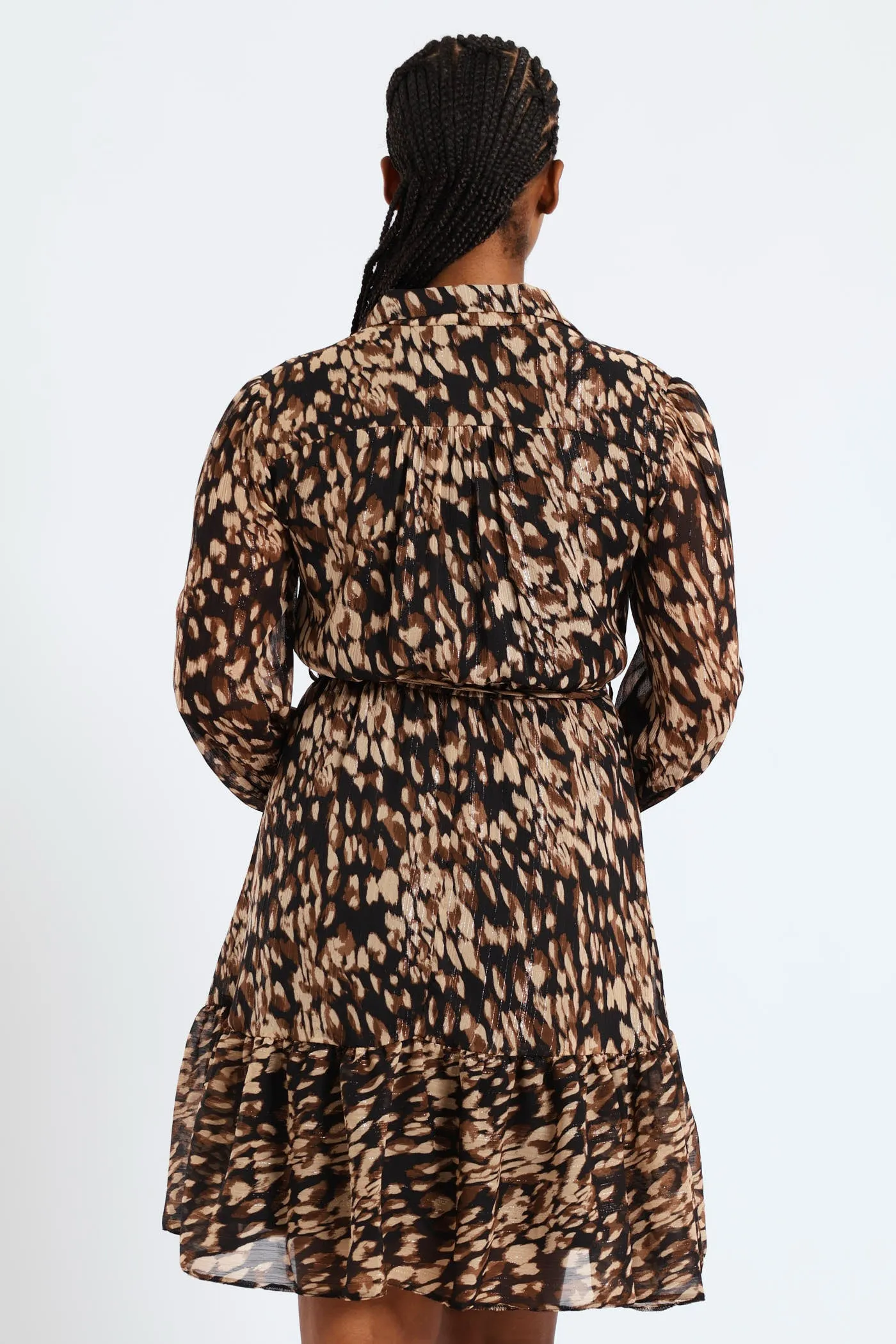 Button Through Tiered Monochrome Floral Tea Dress - Black sold by Edgars product image thumbnail 4