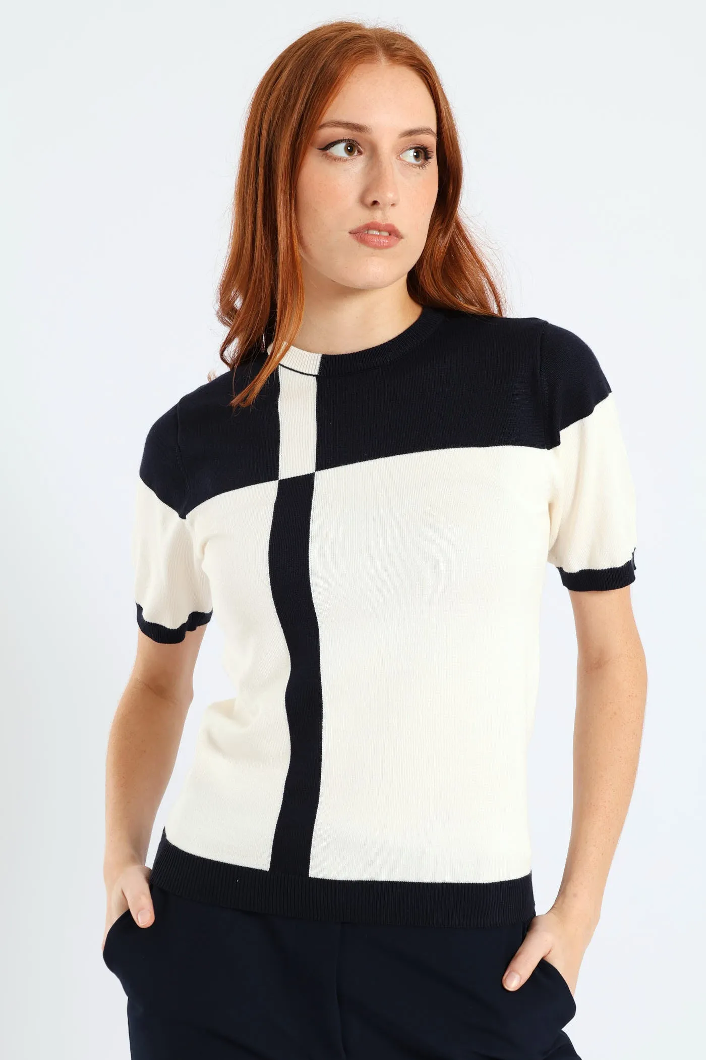 Short Sleeve Monochrome Pullover - Cream sold by Edgars