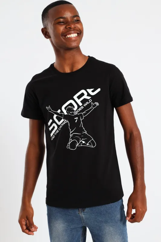 Boys Soccer Celebrate Printed Tee - Black sold by Edgars