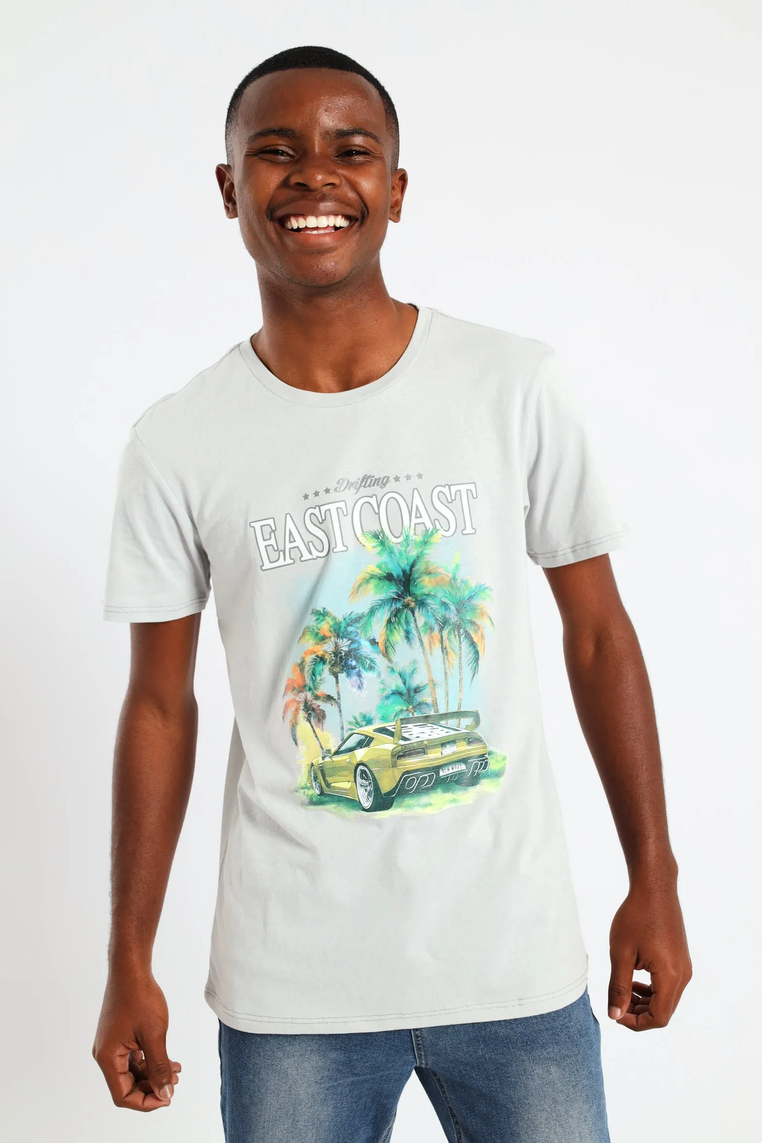 Boys Racing Car Printed Tee - Ice Grey sold by Edgars
