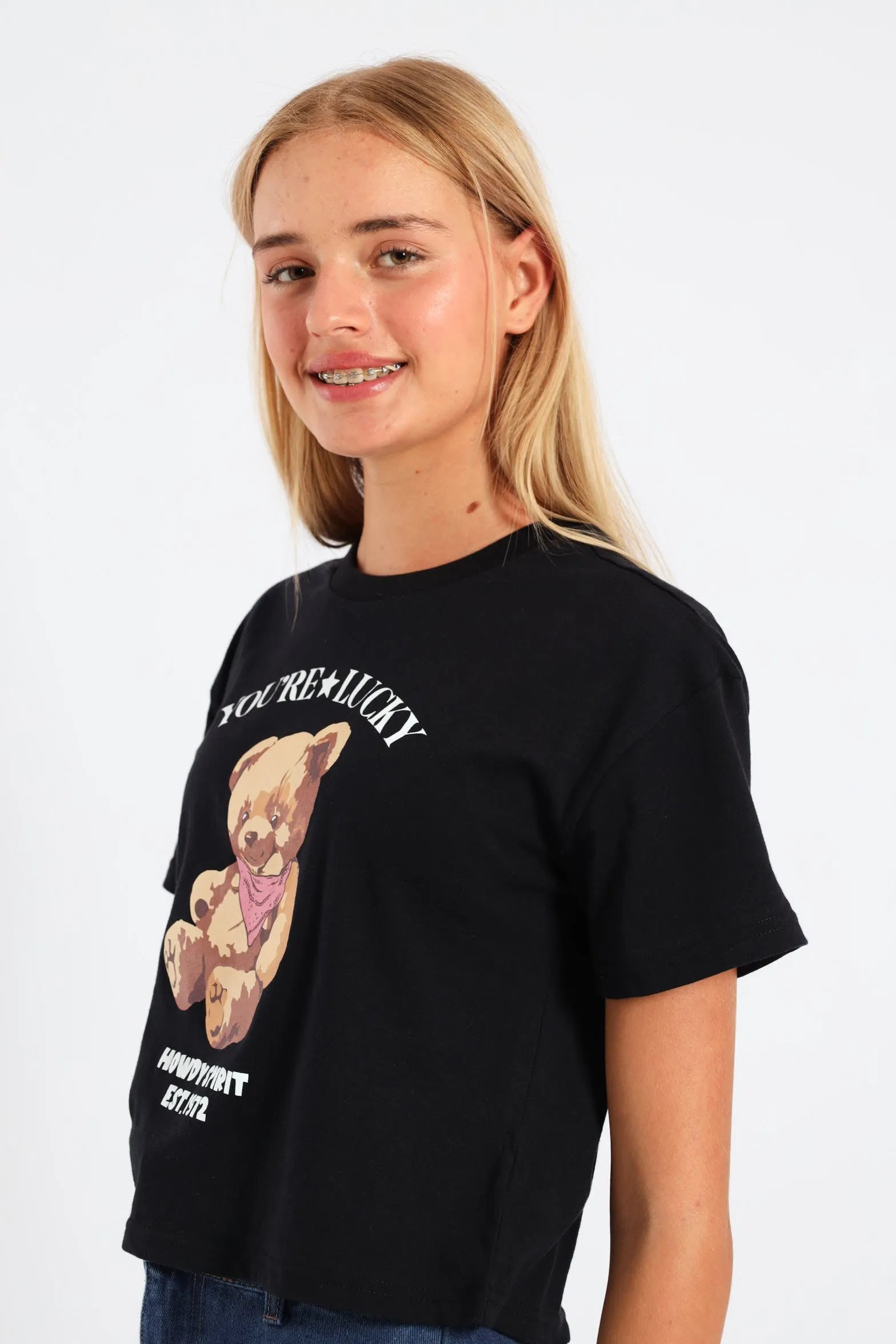 Girls Boxy Teddy Tee - Black sold by Edgars product image thumbnail 3