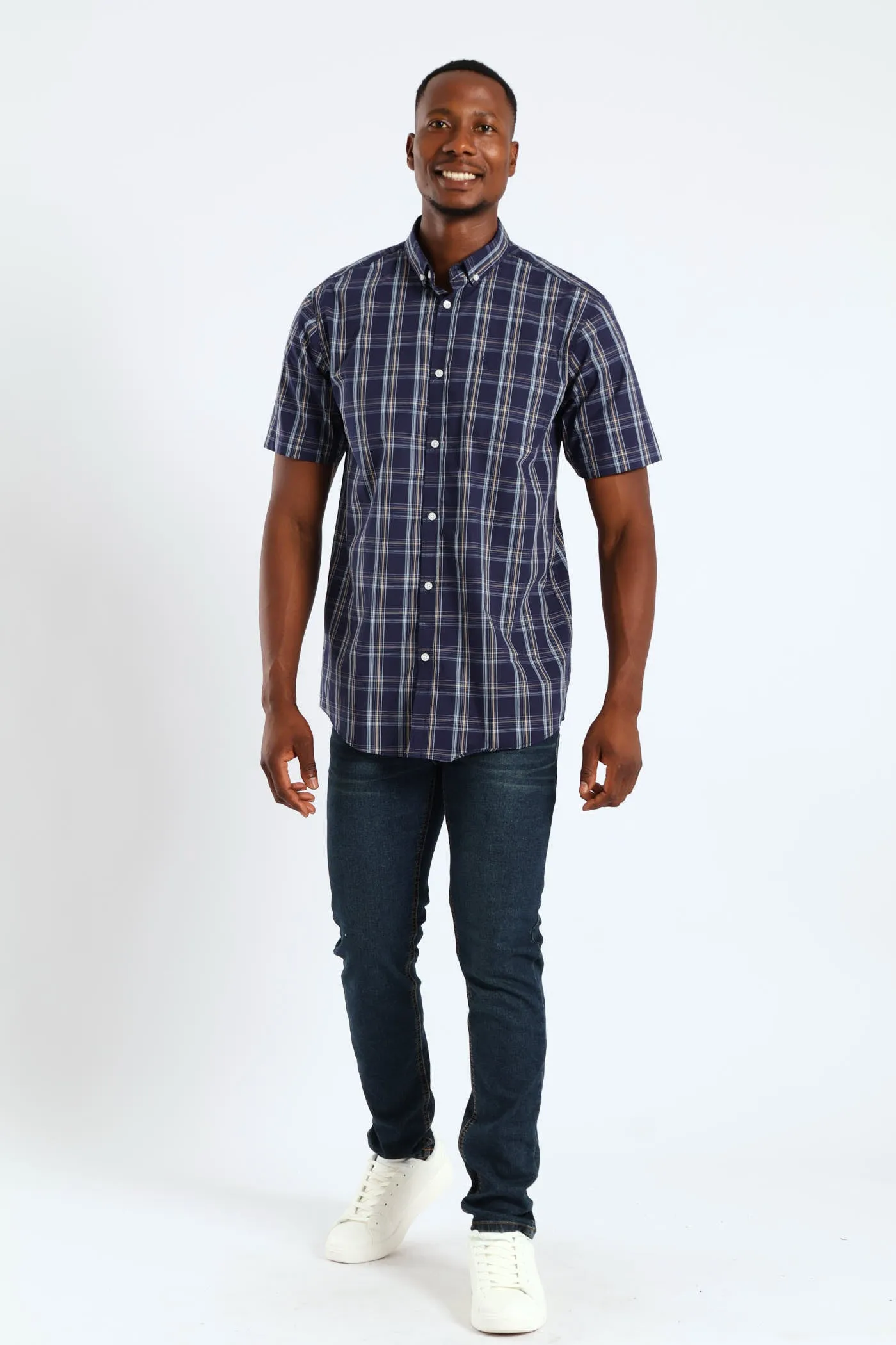 Check Button Down Shirt - Navy sold by Edgars product image thumbnail 2