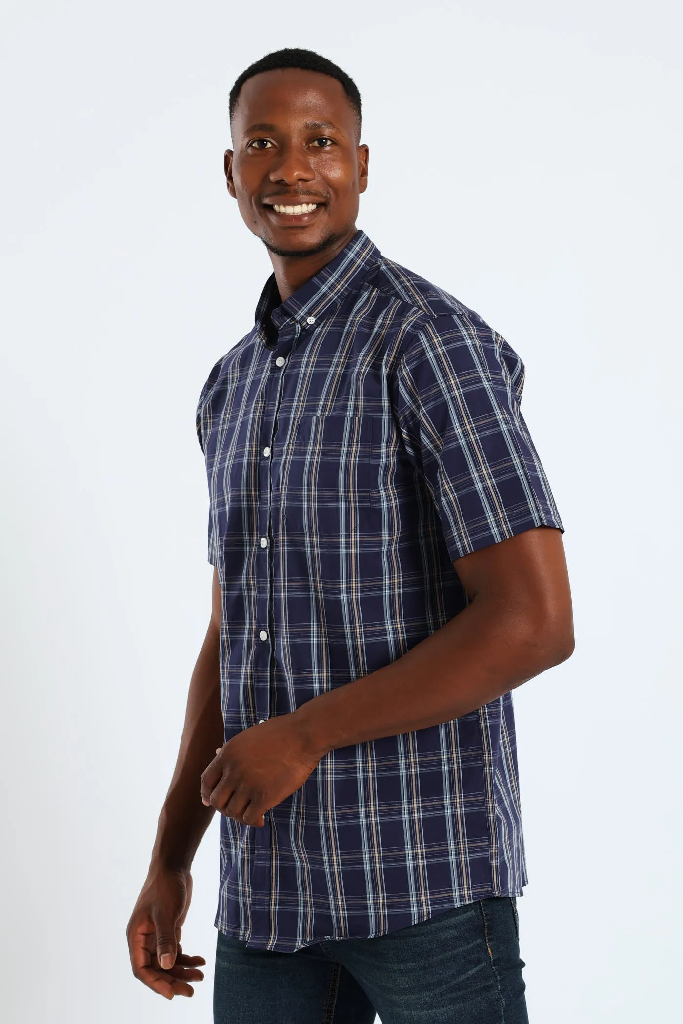 Check Button Down Shirt - Navy sold by Edgars product image thumbnail 3