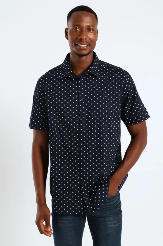 Quatro Dot Regular Shirt - Navy sold by Edgars