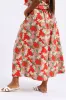 Structured Wide Hem Floral Flared Midi Skirt - Red/Pink sold by Edgars