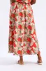 Structured Wide Hem Floral Flared Midi Skirt - Red/Pink sold by Edgars