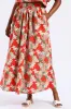 Structured Wide Hem Floral Flared Midi Skirt - Red/Pink sold by Edgars