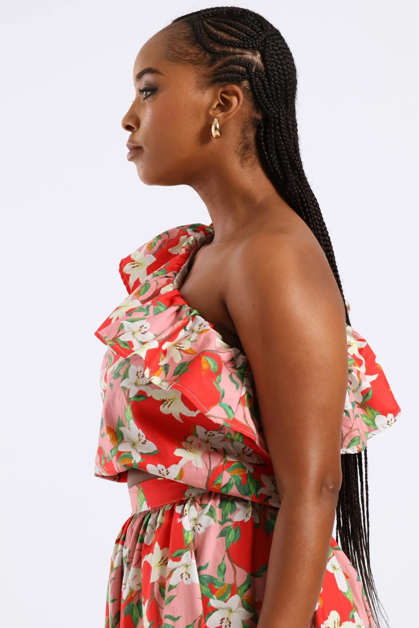 One Shoulder Floral Frill Top - Red/Pink sold by Edgars product image thumbnail 5