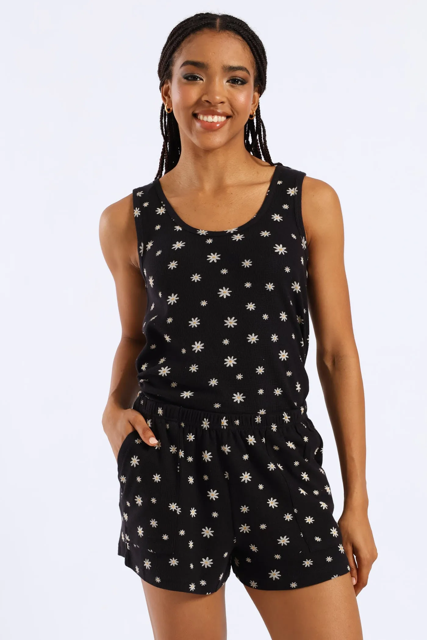 Flowers Waffle Knit Short - Black sold by Edgars product image thumbnail 2