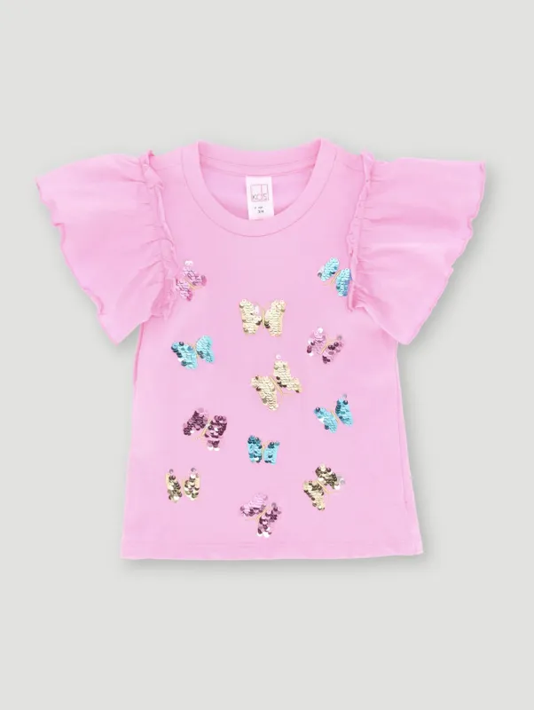Pre-Girls Flower Embroidery Corduroy Tee - Pink sold by Edgars