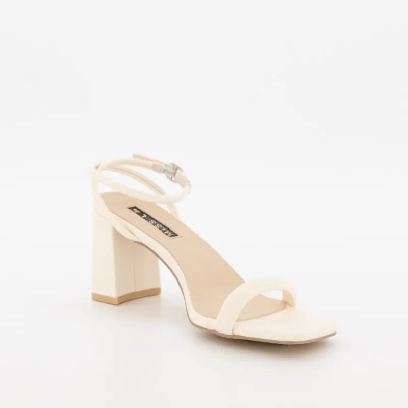 Ladies Puffy Mule High Flare Heel - Sand made by Edgars 