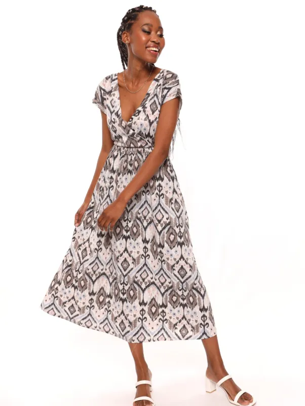 Ladies Aztek Waisted Wrap Maxi Dress sold by Edgars 