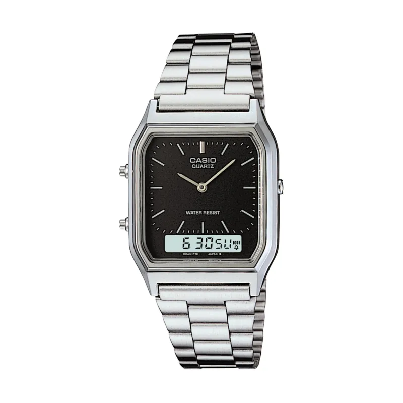 Analogue Digital Black Dial Watch - Silver sold by Edgars