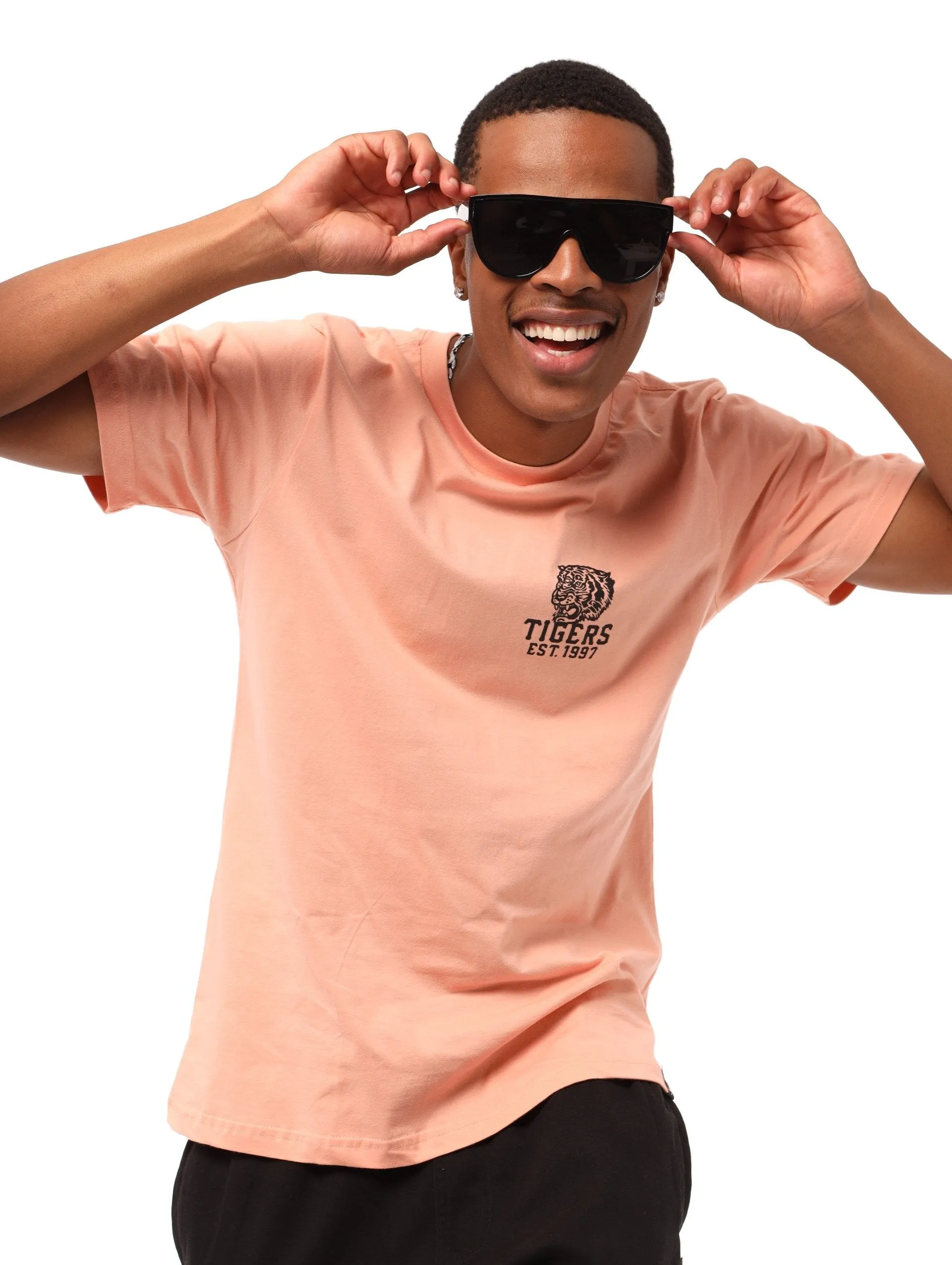 Men's Tiger Flame Front Block Tee - Pink sold by Edgars