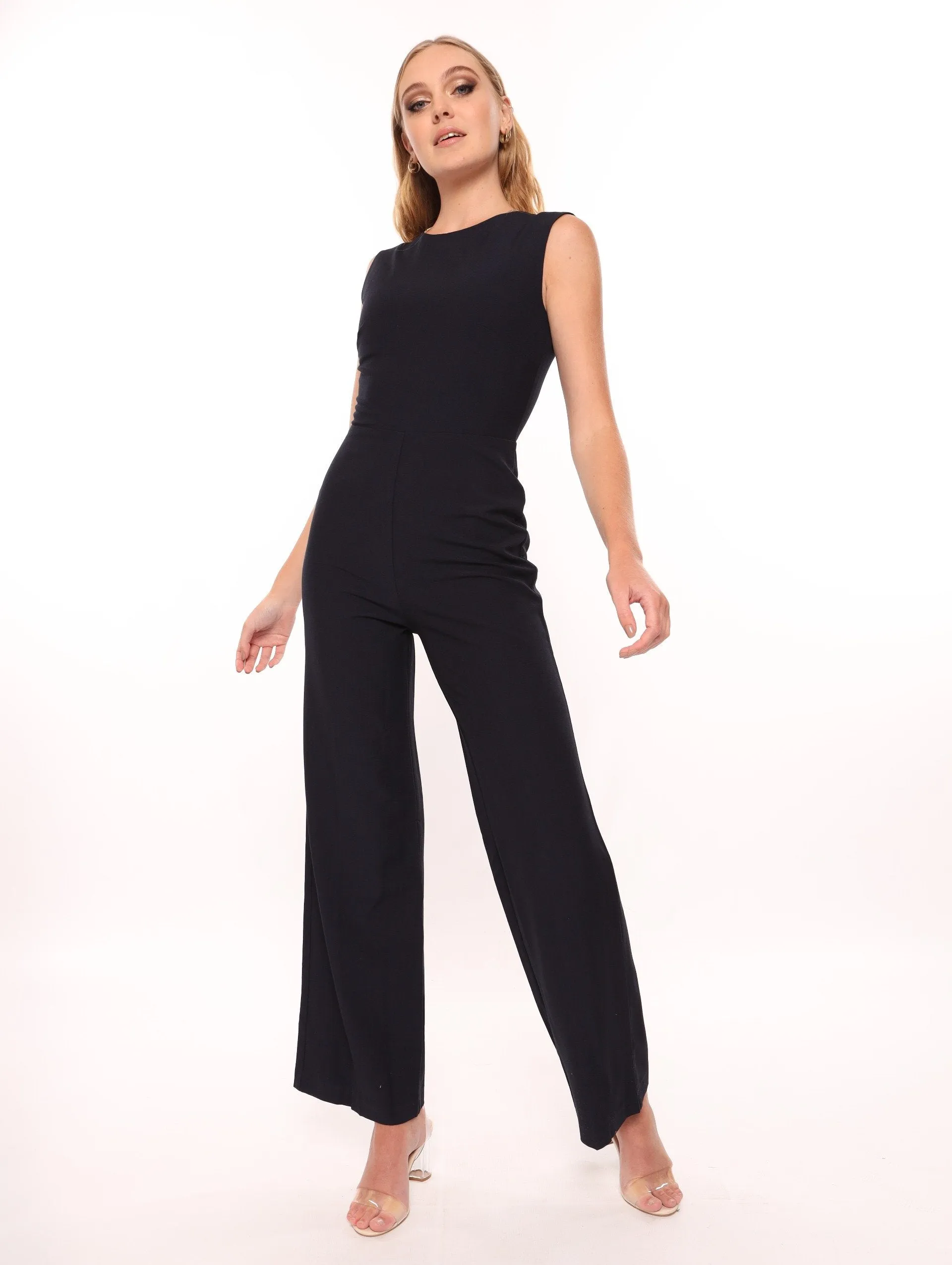 Ladies Button Detail Jumpsuit - Navy sold by Edgars