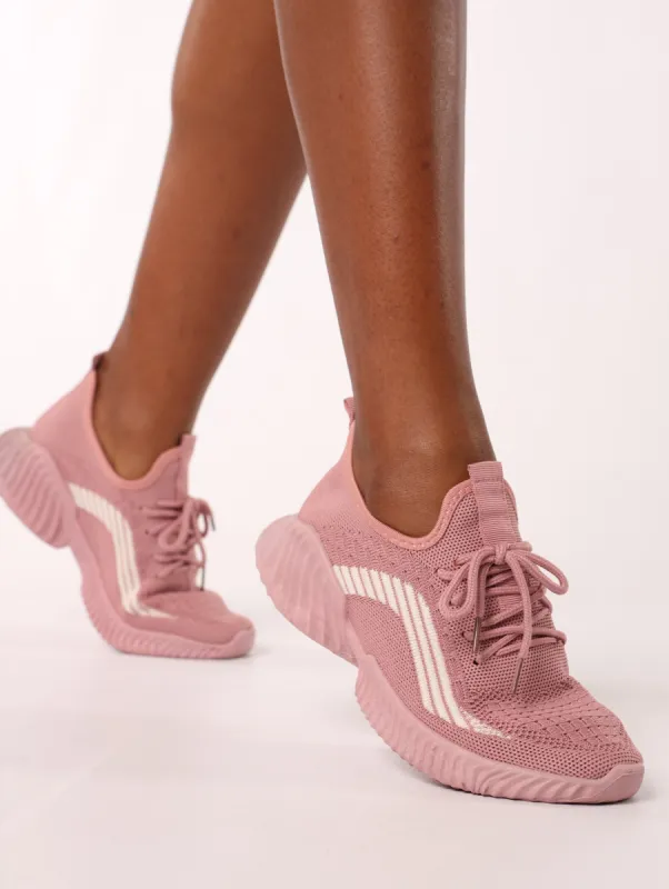 Ladies Fly Knit Lace-Up Runner - Blush sold by Edgars 