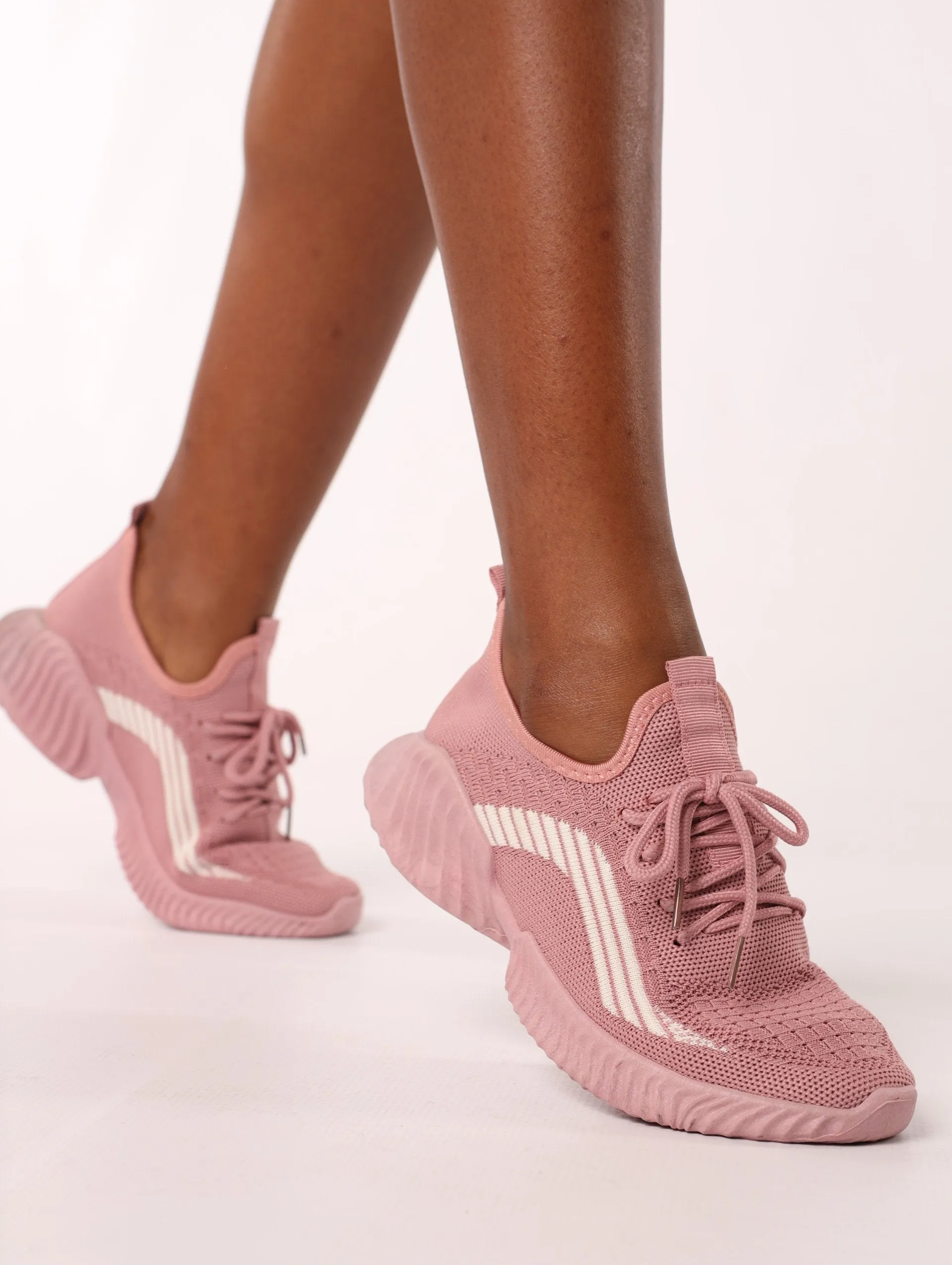 Ladies Fly Knit Lace-Up Runner - Blush sold by Edgars