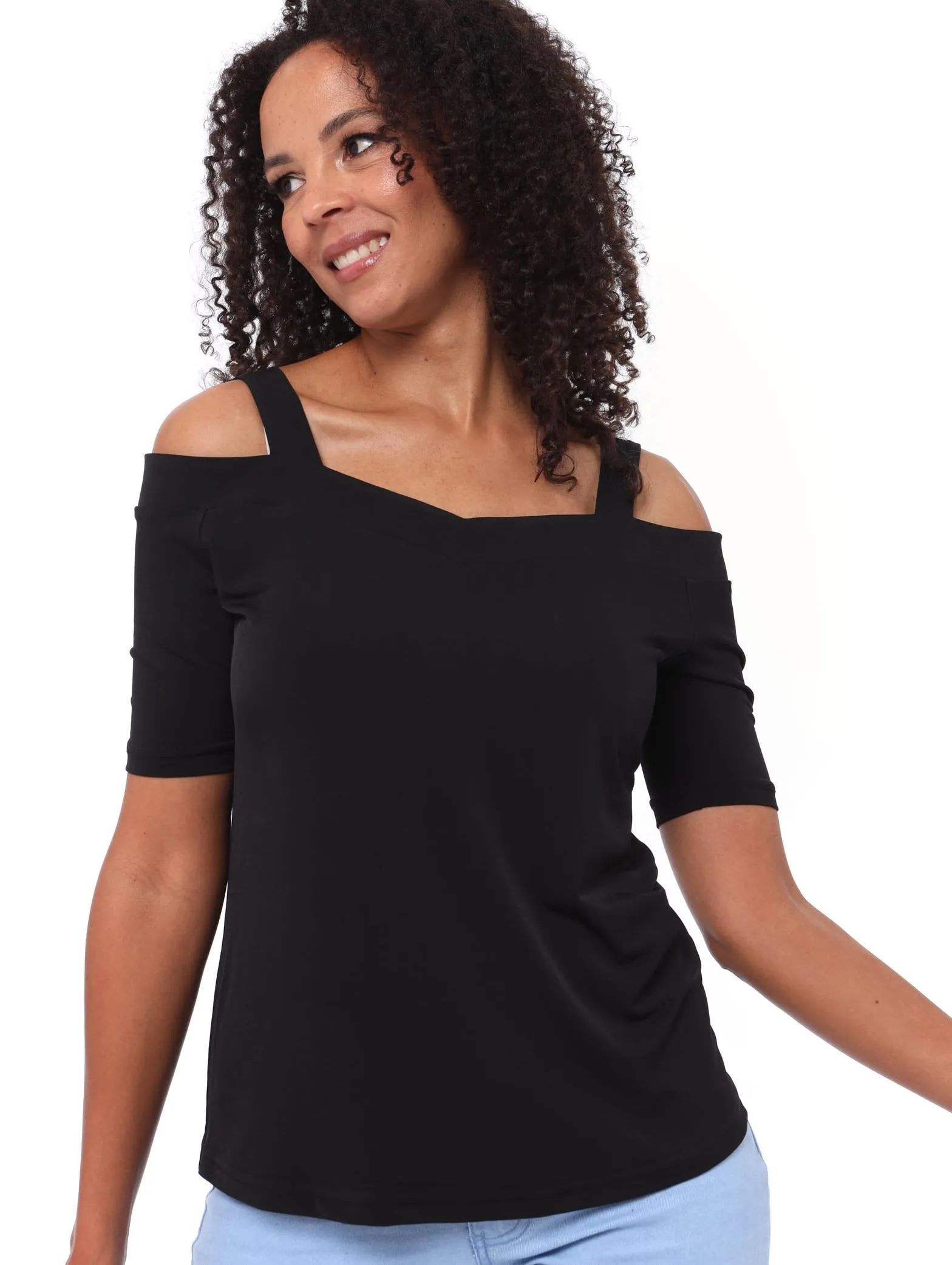 Ladies Cold Shoulder Top - Black sold by Edgars