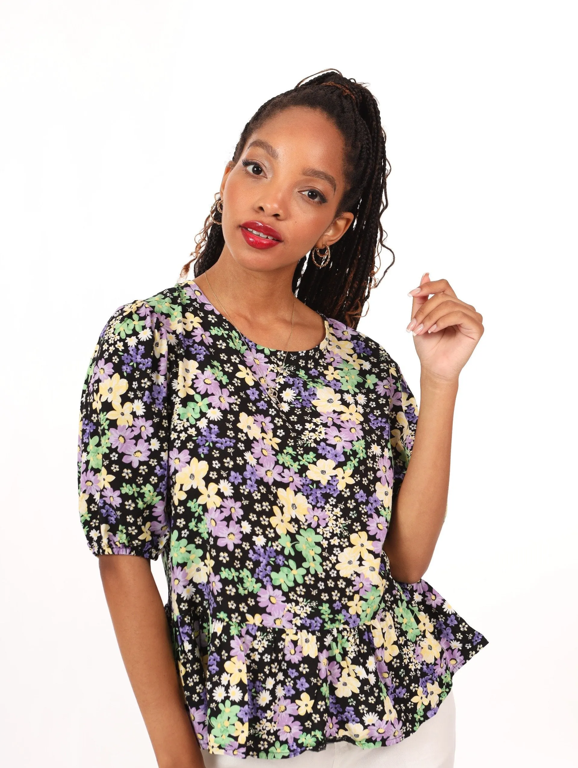 Ladies Puff Sleeve Daisy Blouse sold by Edgars