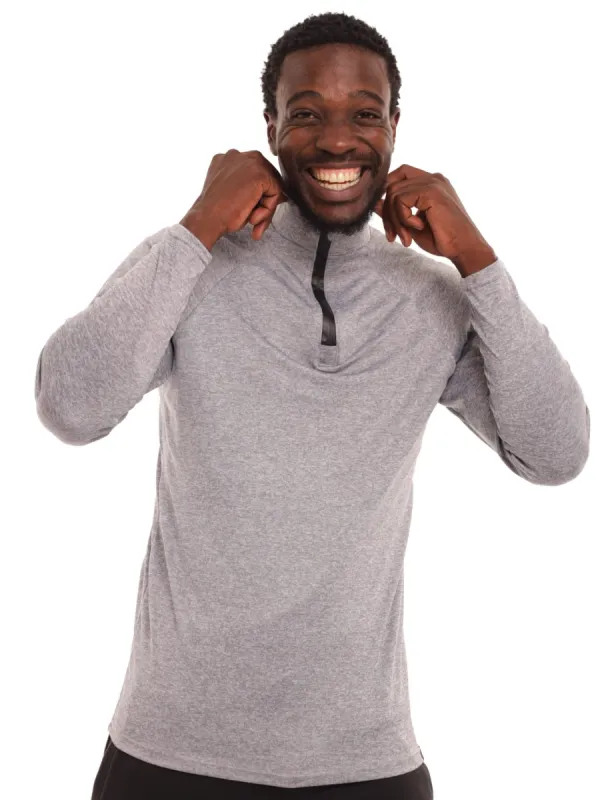 Men's Long Sleeve Zip Tech Top - Grey Melange sold by Edgars 