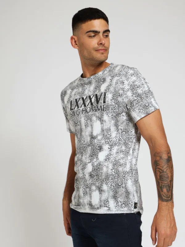 Rotary Cracked Tee - White/Black sold by Edgars 