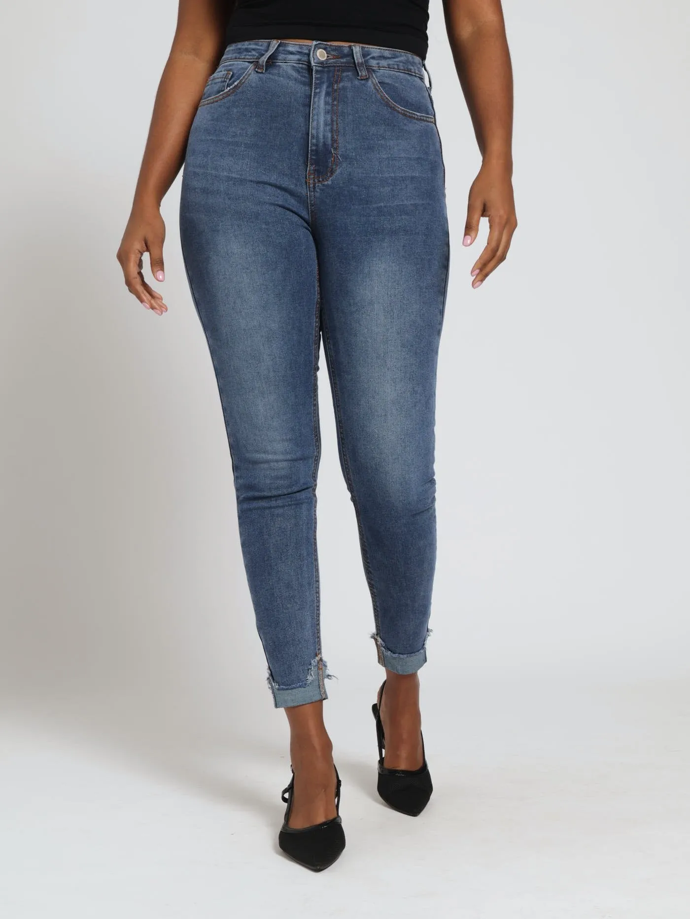 Turnup Skinny Jean - Dark Stonewash sold by Edgars